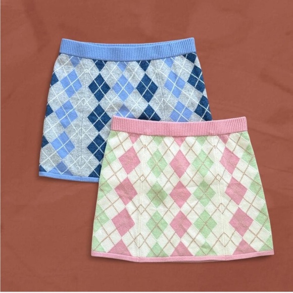 LoveShackFancy Dresses & Skirts - ARGYLE KNIT MINI SKIRT